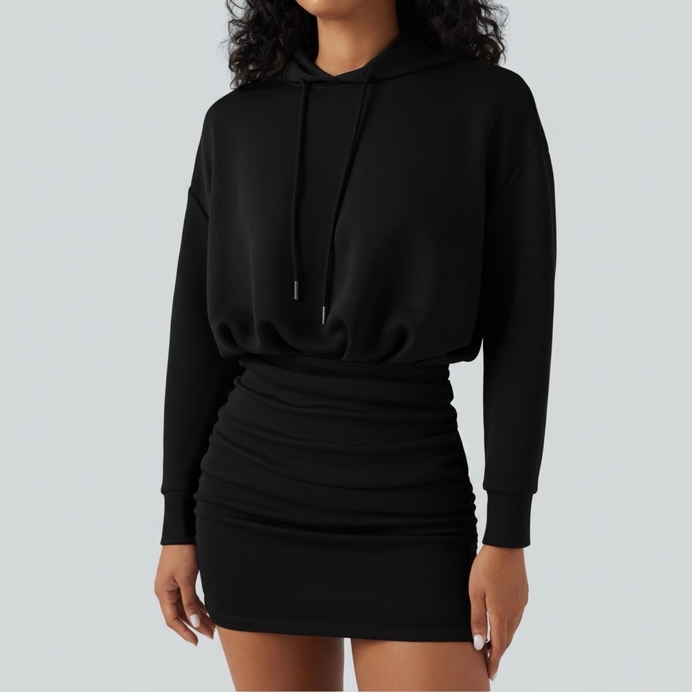 HALARA Black Hoodie Mini Dress NWT